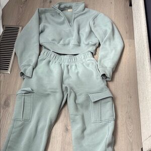 Women's Sage Green Fleece Jumpsuit